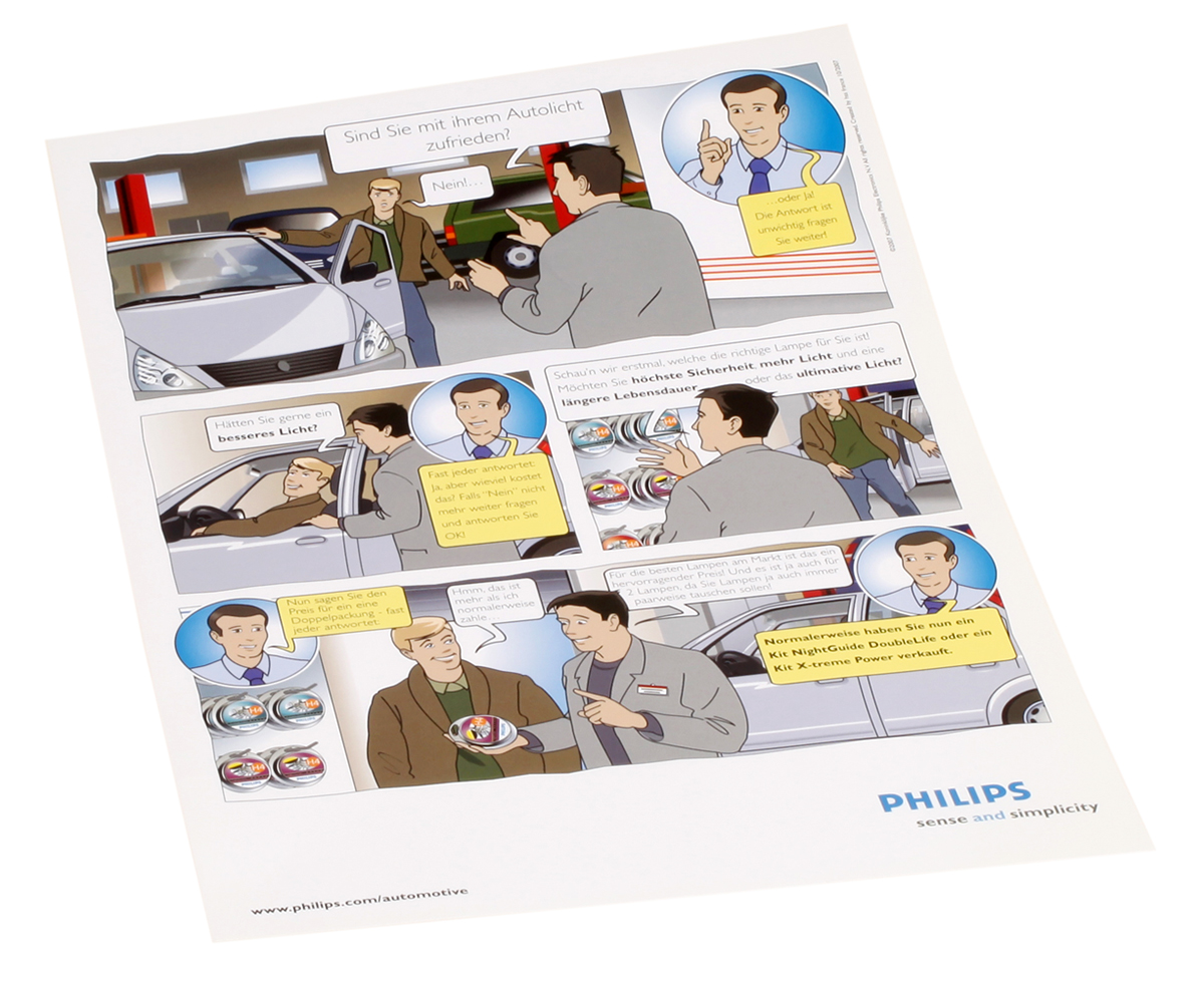 Philips How to sell automotive lamps comics strip